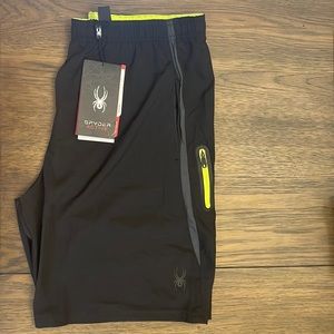 Spyder Active Men’s Large Shorts, Black & Grey with Electric Yellow accents